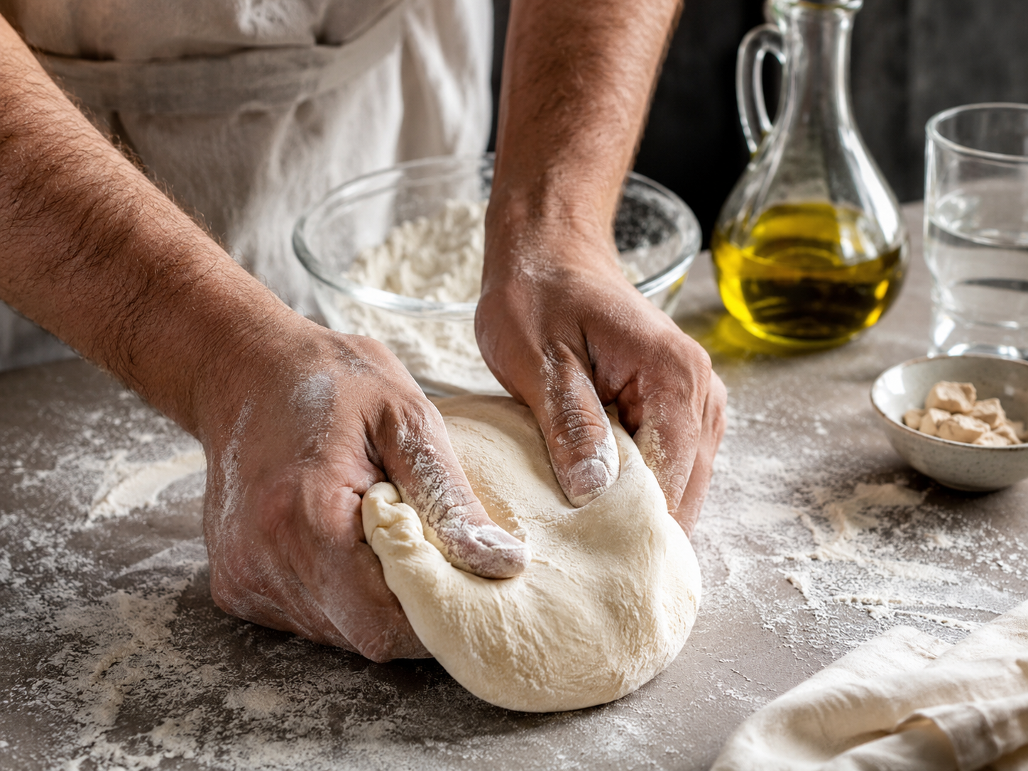 Préparation de la pâte à pizza